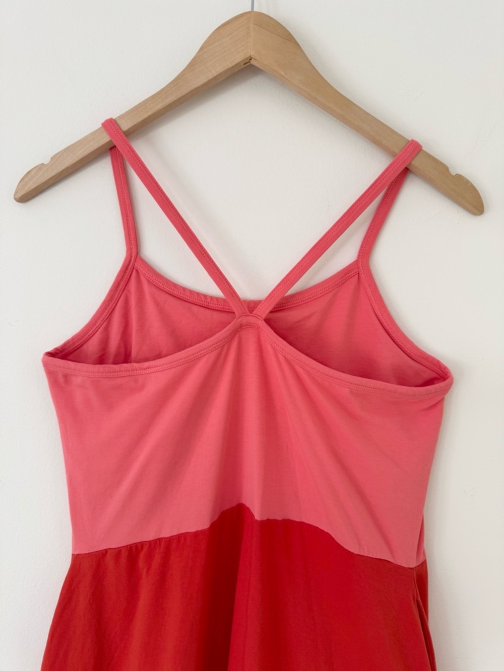 Pact Organic Cotton Fit & Flare Midi Dress - Pink/Red Colorblock, Size L - Picture 8 of 12